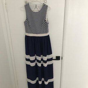 Ivy + Blu - Navy & White Striped Maxi Dress